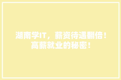 湖南学IT，薪资待遇翻倍！高薪就业的秘密！ 百度SEO