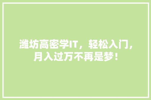 潍坊高密学IT，轻松入门，月入过万不再是梦！ 百度SEO