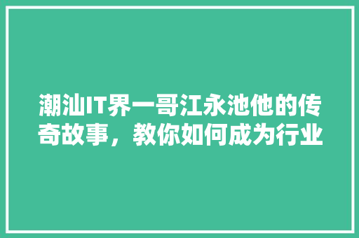 潮汕IT界一哥江永池他的传奇故事，教你如何成为行业佼佼者！