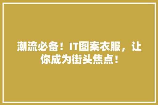 潮流必备！IT图案衣服，让你成为街头焦点！ 必应SEO