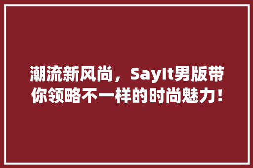 潮流新风尚，SayIt男版带你领略不一样的时尚魅力！ 神马SEO