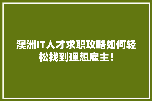 澳洲IT人才求职攻略如何轻松找到理想雇主！ 必应SEO