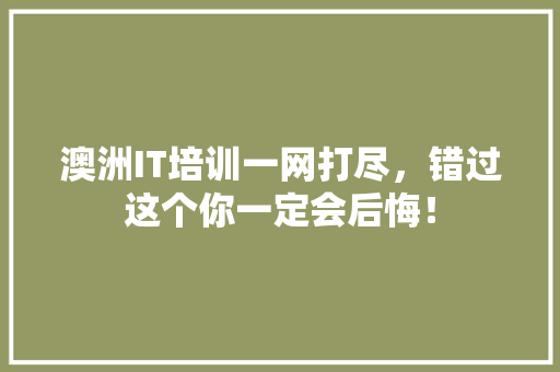 澳洲IT培训一网打尽，错过这个你一定会后悔！ 神马SEO