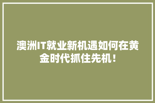 澳洲IT就业新机遇如何在黄金时代抓住先机！ SEO关键词