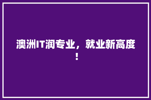 澳洲IT润专业，就业新高度！ 网站建设公司