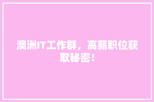 澳洲IT工作群，高薪职位获取秘密！ 必应SEO