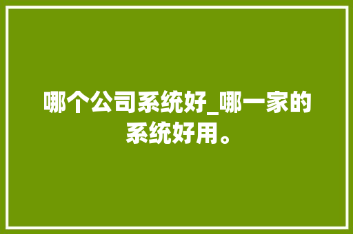 哪个公司系统好_哪一家的系统好用。 哪个公司系统好_哪一家的系统好用。 网站建设公司