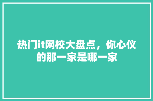 热门it网校大盘点，你心仪的那一家是哪一家 搜狗SEO