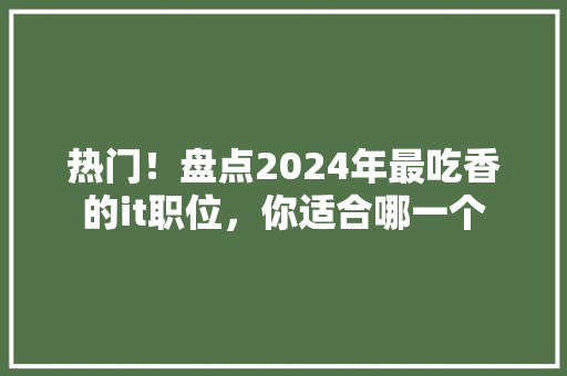热门！盘点2024年最吃香的it职位，你适合哪一个 网站建设公司