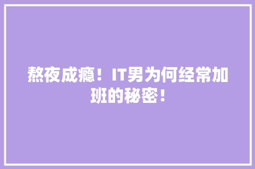 熬夜成瘾！IT男为何经常加班的秘密！ 必应SEO