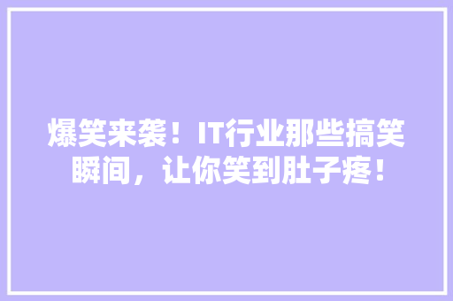 爆笑来袭！IT行业那些搞笑瞬间，让你笑到肚子疼！ 搜狗SEO