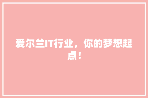 爱尔兰IT行业，你的梦想起点！