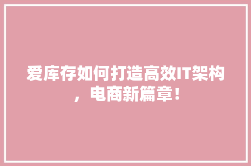 爱库存如何打造高效IT架构，电商新篇章！ 搜狗SEO