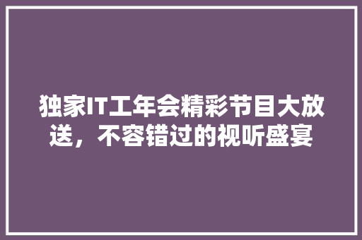 独家IT工年会精彩节目大放送，不容错过的视听盛宴 神马SEO