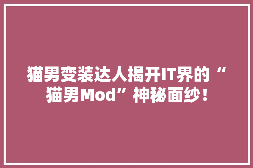 猫男变装达人揭开IT界的“猫男Mod”神秘面纱！ 必应SEO