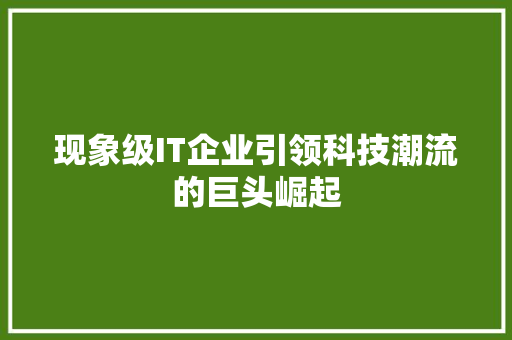 现象级IT企业引领科技潮流的巨头崛起 搜狗SEO