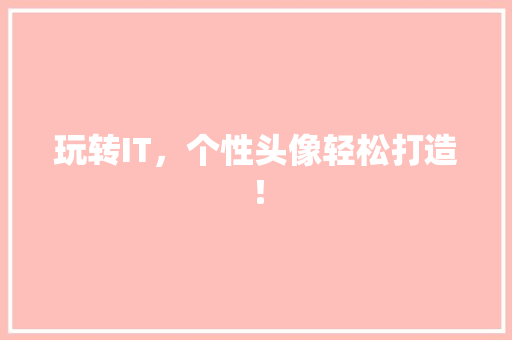 玩转IT，个性头像轻松打造！