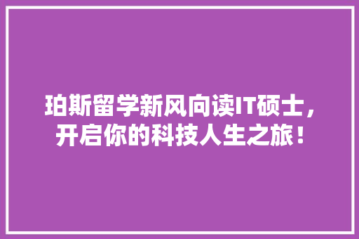 珀斯留学新风向读IT硕士，开启你的科技人生之旅！ 必应SEO