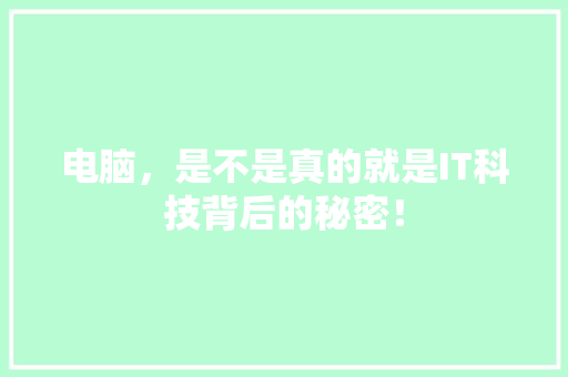 电脑，是不是真的就是IT科技背后的秘密！ 必应SEO