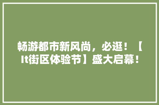 畅游都市新风尚，必逛！【It街区体验节】盛大启幕！ 网站建设公司