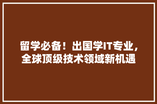 留学必备！出国学IT专业，全球顶级技术领域新机遇 神马SEO