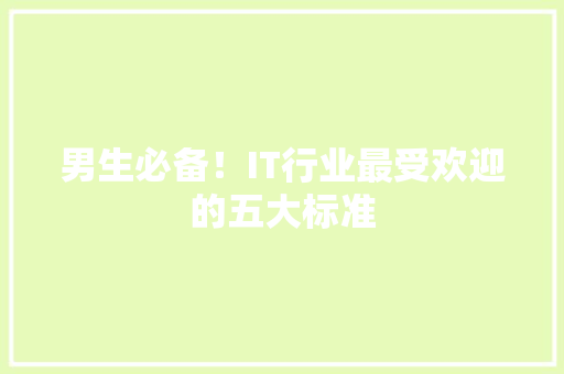 男生必备！IT行业最受欢迎的五大标准 SEO关键词