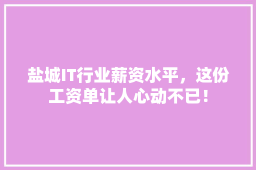 盐城IT行业薪资水平，这份工资单让人心动不已！ 网站建设公司