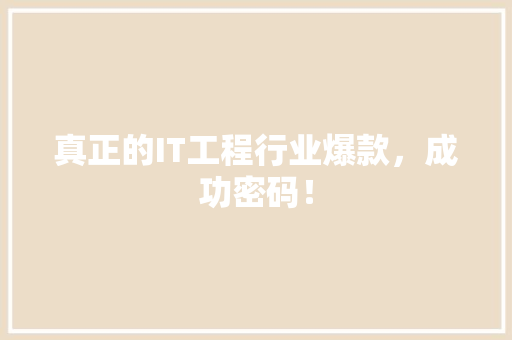 真正的IT工程行业爆款，成功密码！ 搜狗SEO
