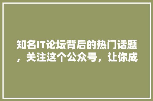 知名IT论坛背后的热门话题，关注这个公众号，让你成为行业达人！ 网站建设公司