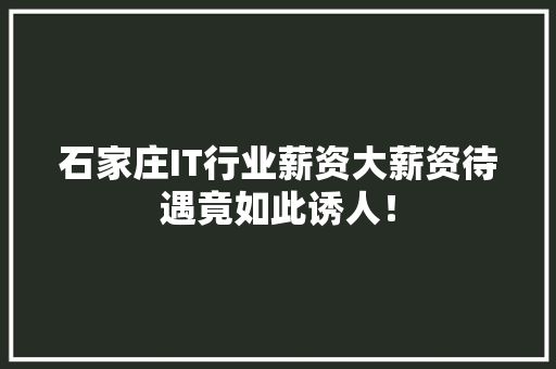 石家庄IT行业薪资大薪资待遇竟如此诱人！ 搜狗SEO