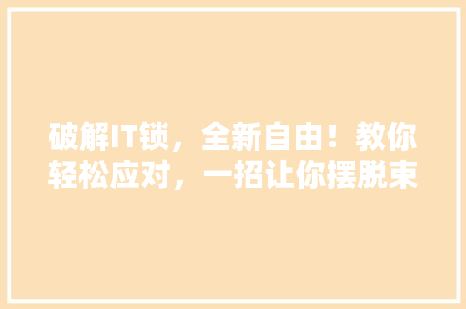 破解IT锁，全新自由！教你轻松应对，一招让你摆脱束缚！ 神马SEO