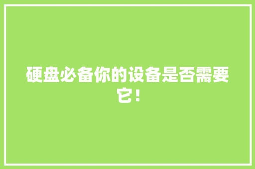 硬盘必备你的设备是否需要它！ 必应SEO