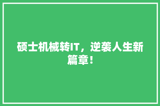 硕士机械转IT，逆袭人生新篇章！ 网站建设公司