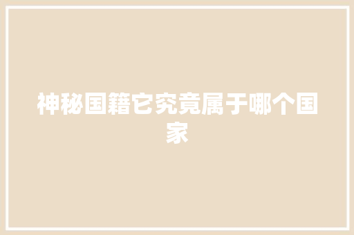 神秘国籍它究竟属于哪个国家 网站建设公司