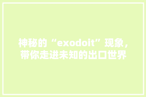 神秘的“exodoit”现象，带你走进未知的出口世界 百度SEO