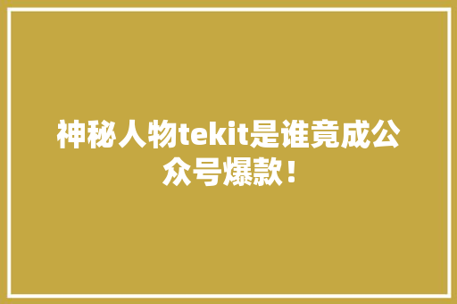神秘人物tekit是谁竟成公众号爆款！ 必应SEO