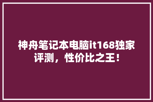 神舟笔记本电脑it168独家评测，性价比之王！ 神马SEO