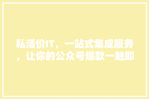 私活价IT，一站式集成服务，让你的公众号爆款一触即发！ 百度SEO