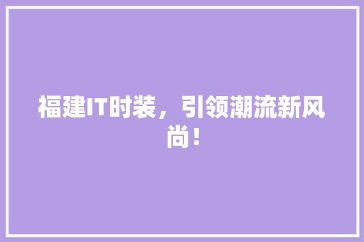 福建IT时装，引领潮流新风尚！ 百度SEO