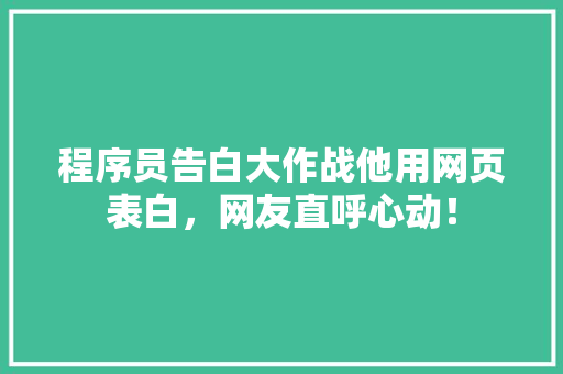 程序员告白大作战他用网页表白，网友直呼心动！ 搜狗SEO