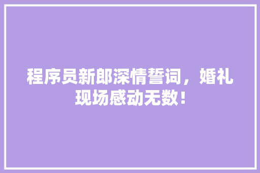 程序员新郎深情誓词，婚礼现场感动无数！ 必应SEO