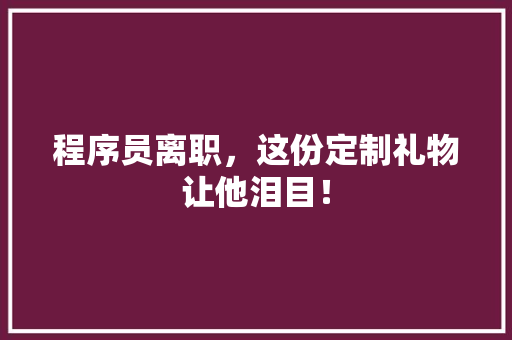 程序员离职，这份定制礼物让他泪目！ 搜狗SEO