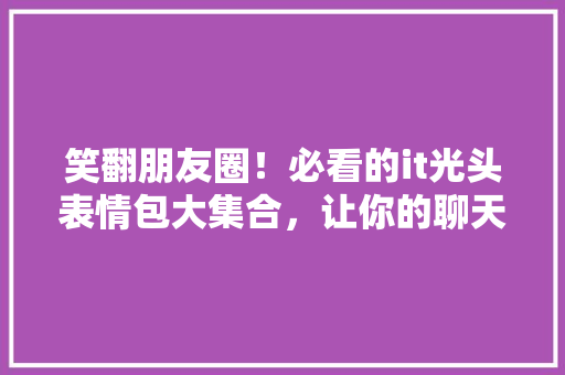 笑翻朋友圈！必看的it光头表情包大集合，让你的聊天瞬间变得有趣！ 百度SEO