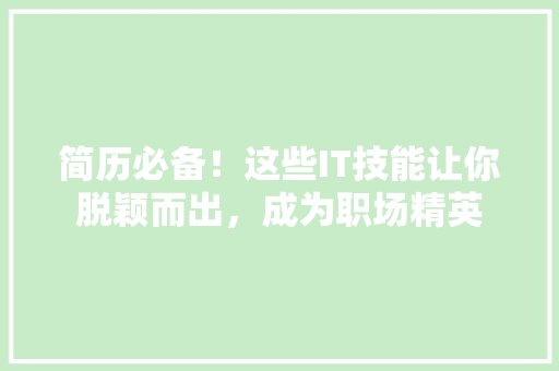 简历必备！这些IT技能让你脱颖而出，成为职场精英 神马SEO