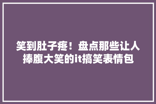 笑到肚子疼！盘点那些让人捧腹大笑的it搞笑表情包 神马SEO