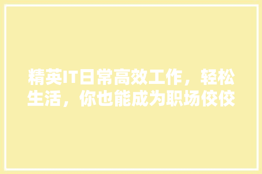 精英IT日常高效工作，轻松生活，你也能成为职场佼佼者！ 必应SEO