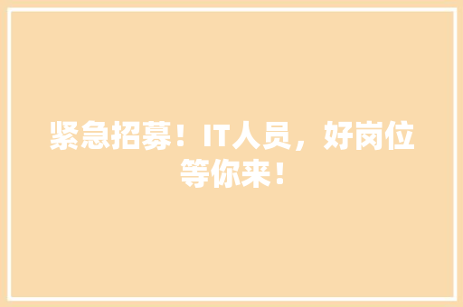 紧急招募！IT人员，好岗位等你来！ 百度SEO