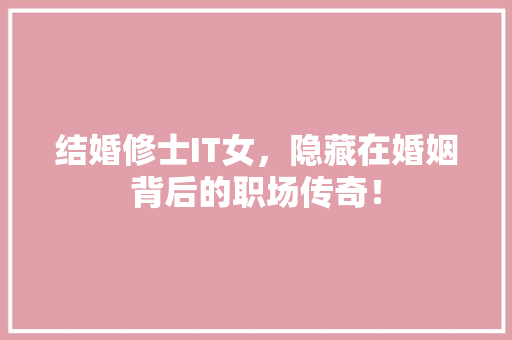 结婚修士IT女，隐藏在婚姻背后的职场传奇！ SEO关键词