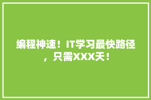 编程神速！IT学习最快路径，只需XXX天！ SEO关键词