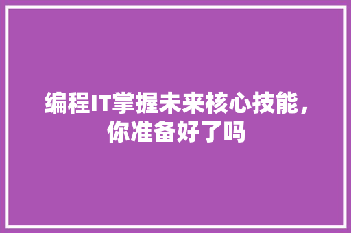 编程IT掌握未来核心技能，你准备好了吗 SEO关键词
